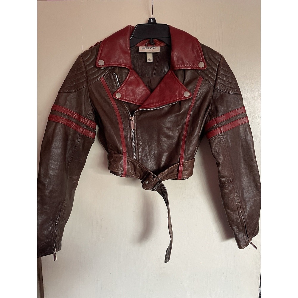 Jean Paul Gaultier Brown and Red Leather Jacket